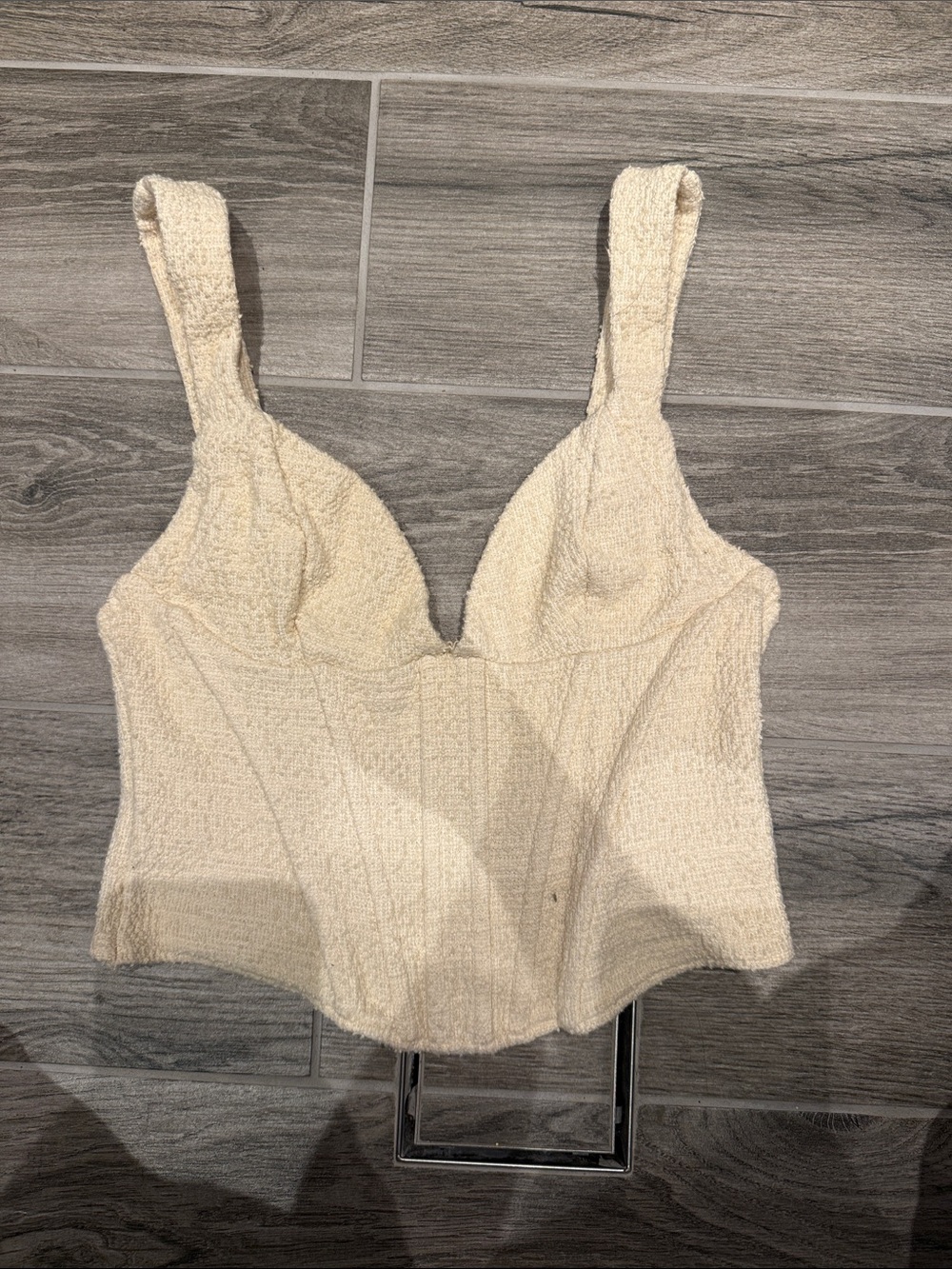 Cream Textured Bustier Crop Top - Women Intimates & Sleepwear